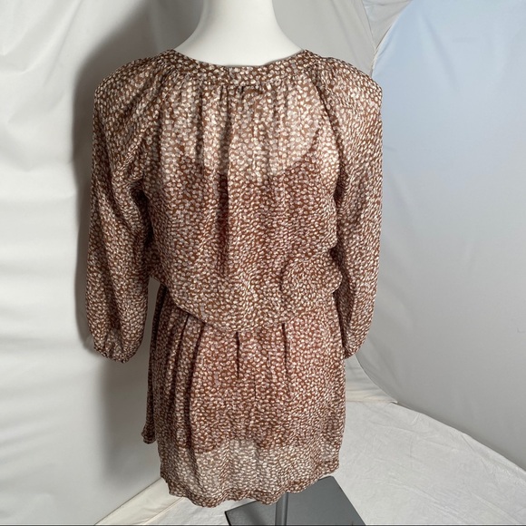 Joie silk v-neck blouson dress brown and gray - Picture 4 of 13